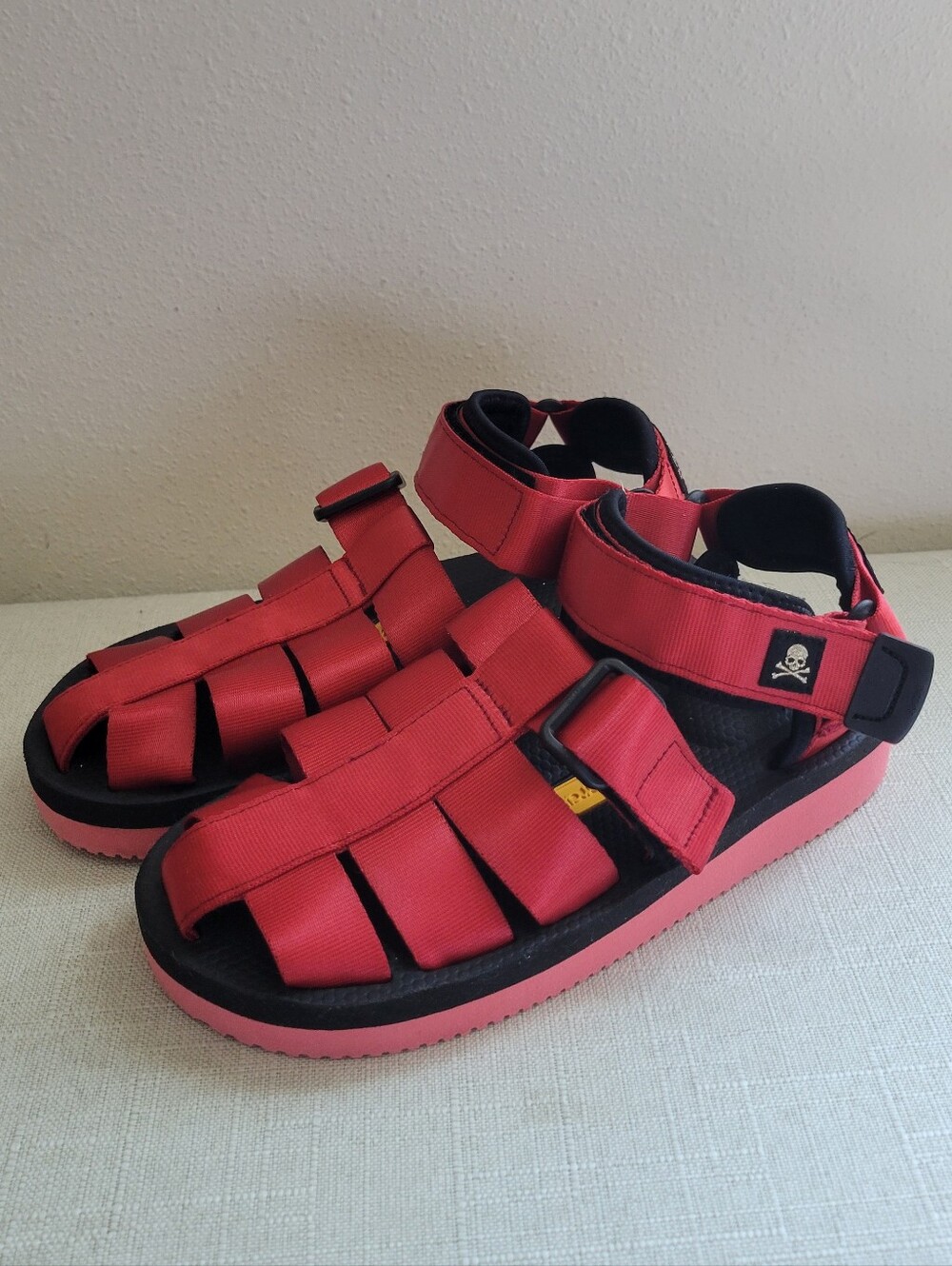 RARE!! Suicoke x Mastermind Japan Gladiator Moto Red Sandals Vibram Soles